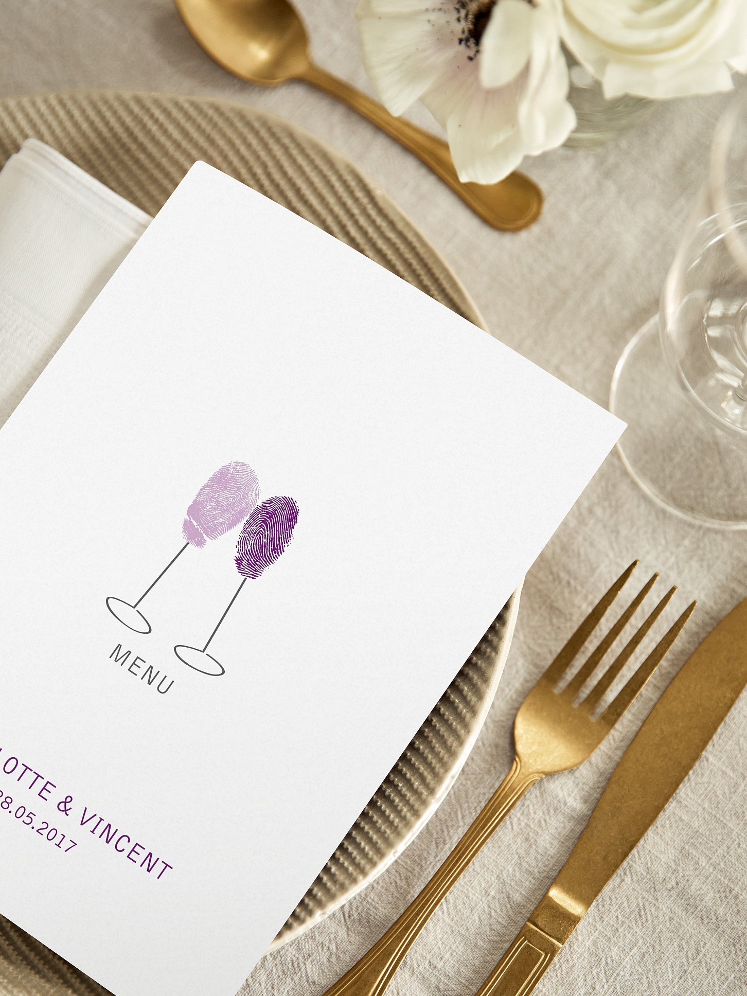 Menu mariage Empreinte du coeur