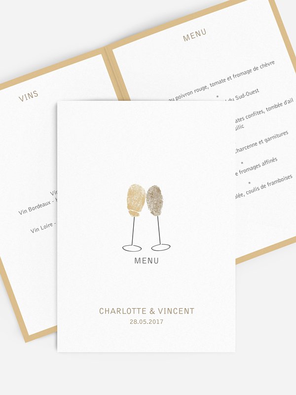Menu mariage Empreinte du coeur