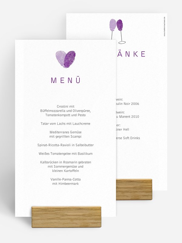 Menükarte Hochzeit Fingerprint