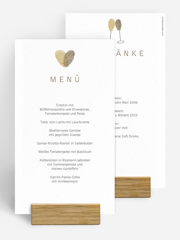 Menükarte Hochzeit Fingerprint