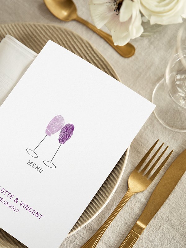 Menu mariage Empreinte du coeur