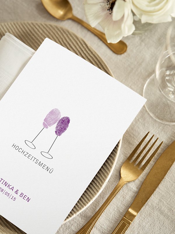 Menükarte Hochzeit Fingerprint