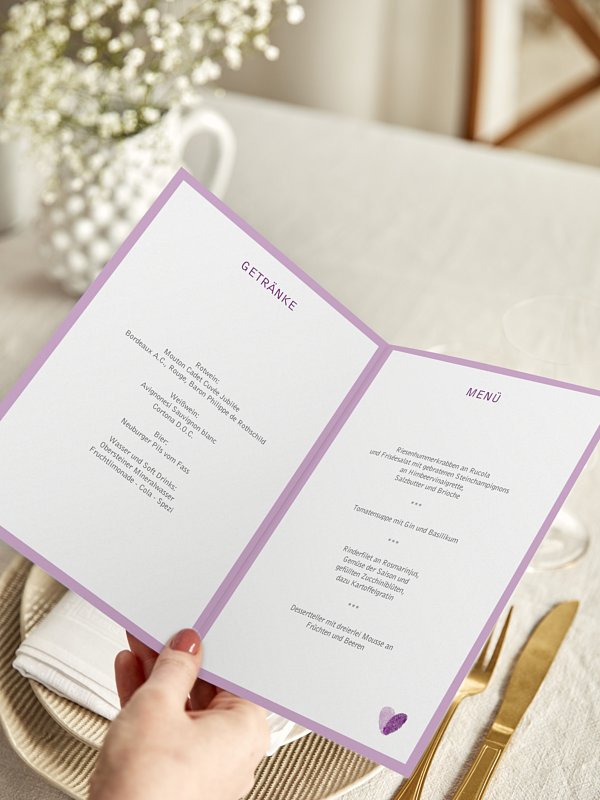 Menükarte Hochzeit Fingerprint