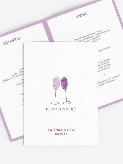 Menükarte Hochzeit Fingerprint