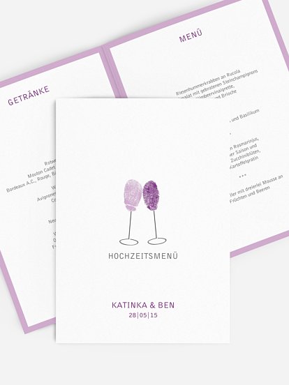 Menükarte Hochzeit Fingerprint