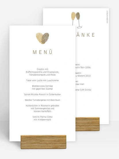 Menükarte Hochzeit Fingerprint
