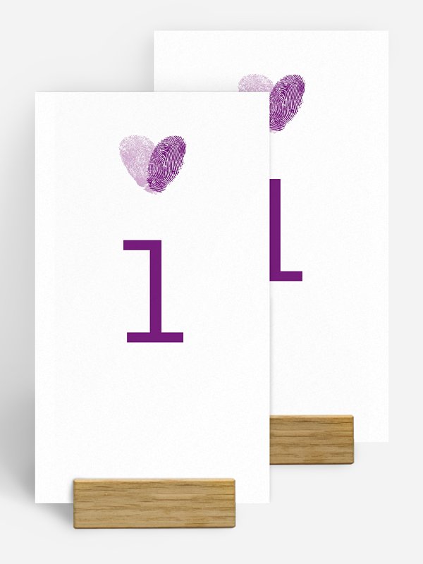 Numéro de table mariage Empreinte du coeur