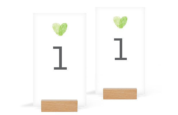 Numéro de table mariage Empreinte du coeur