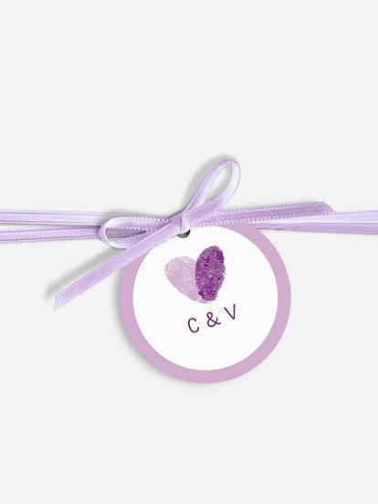 Étiquette avec ruban Empreinte du coeur