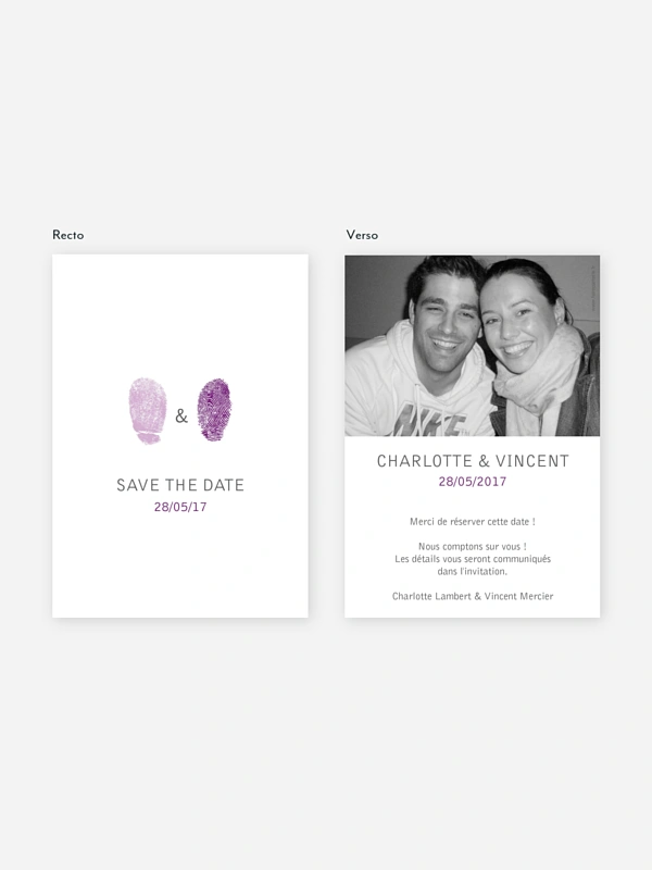 Save the date Empreinte du coeur