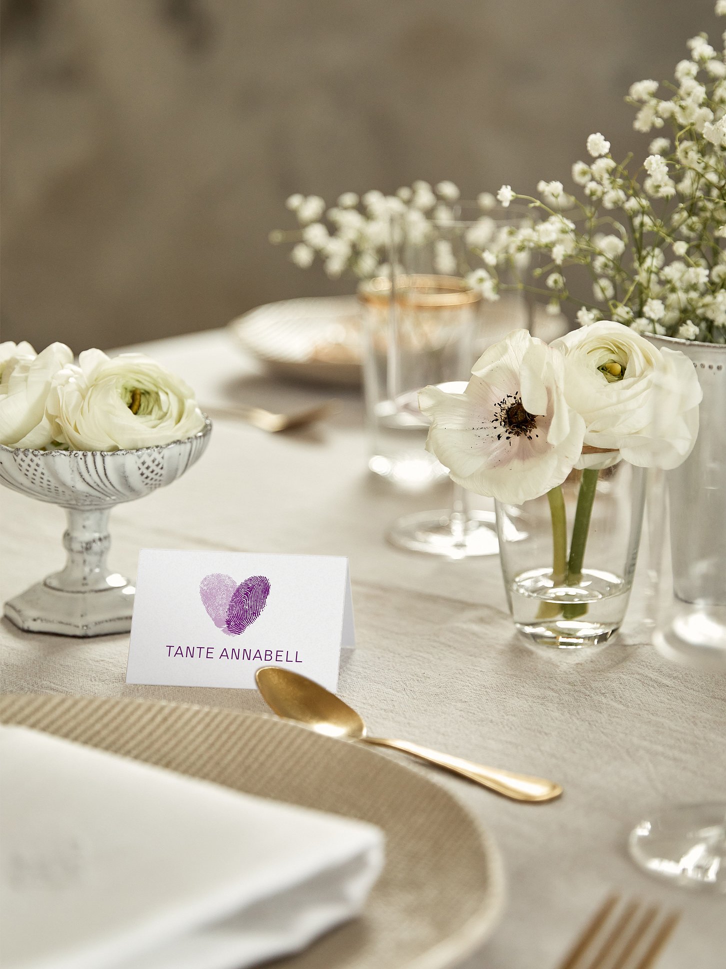 Tischkarte Hochzeit Fingerprint