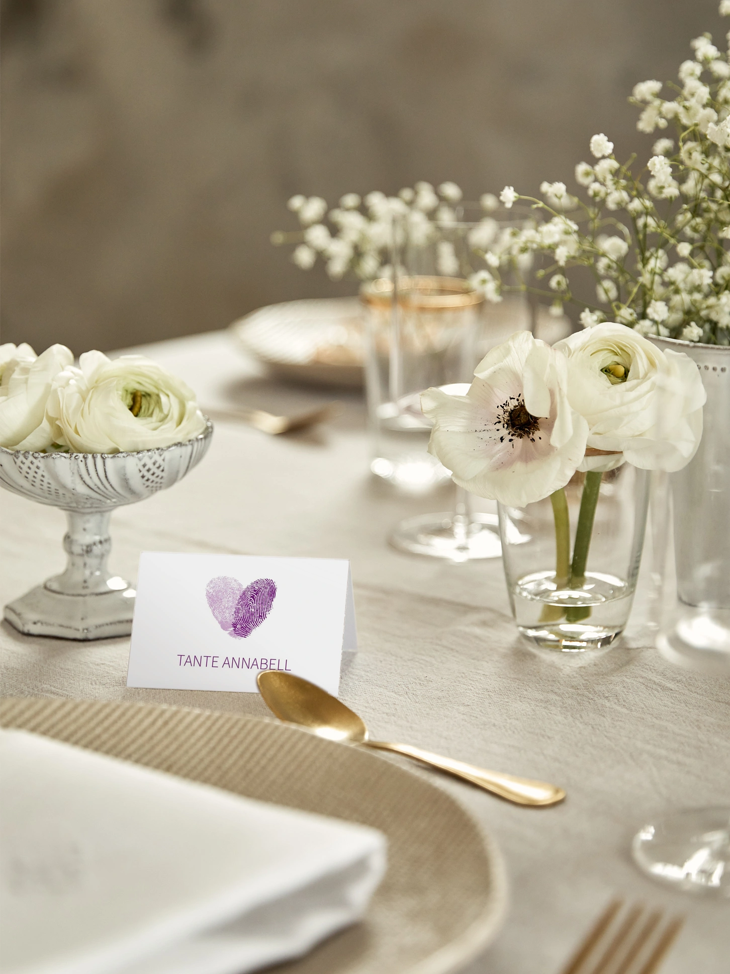 Tischkarte Hochzeit Fingerprint