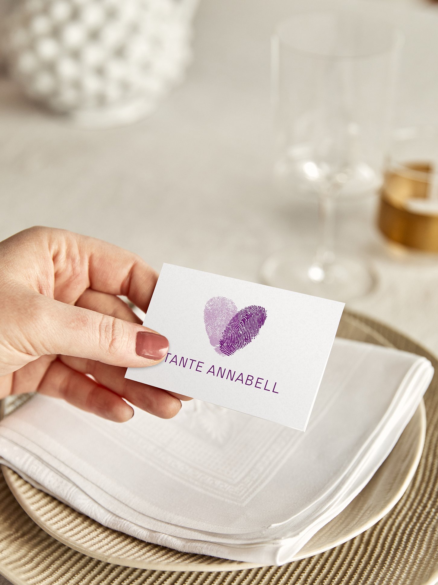Tischkarte Hochzeit Fingerprint