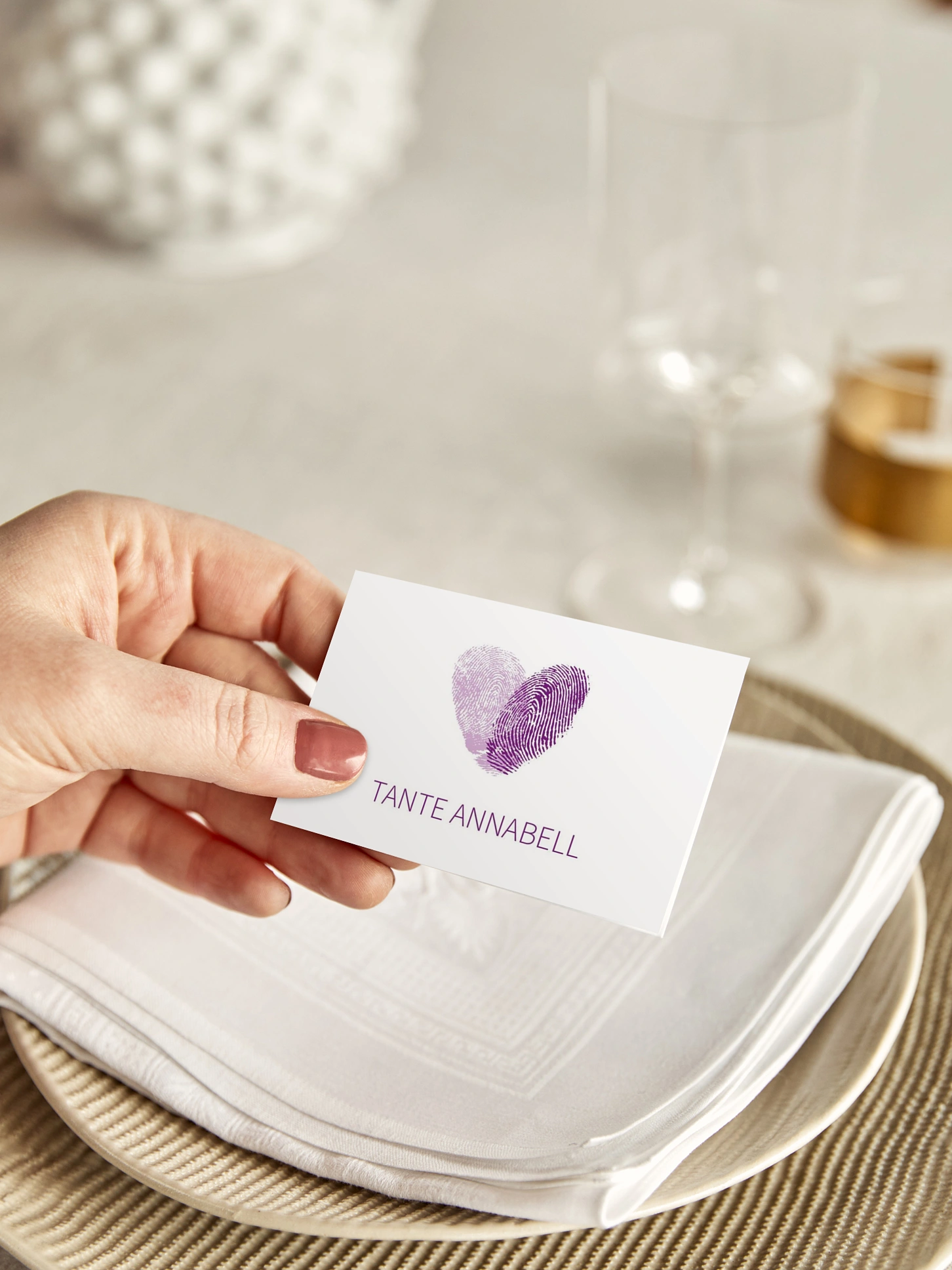 Tischkarte Hochzeit Fingerprint