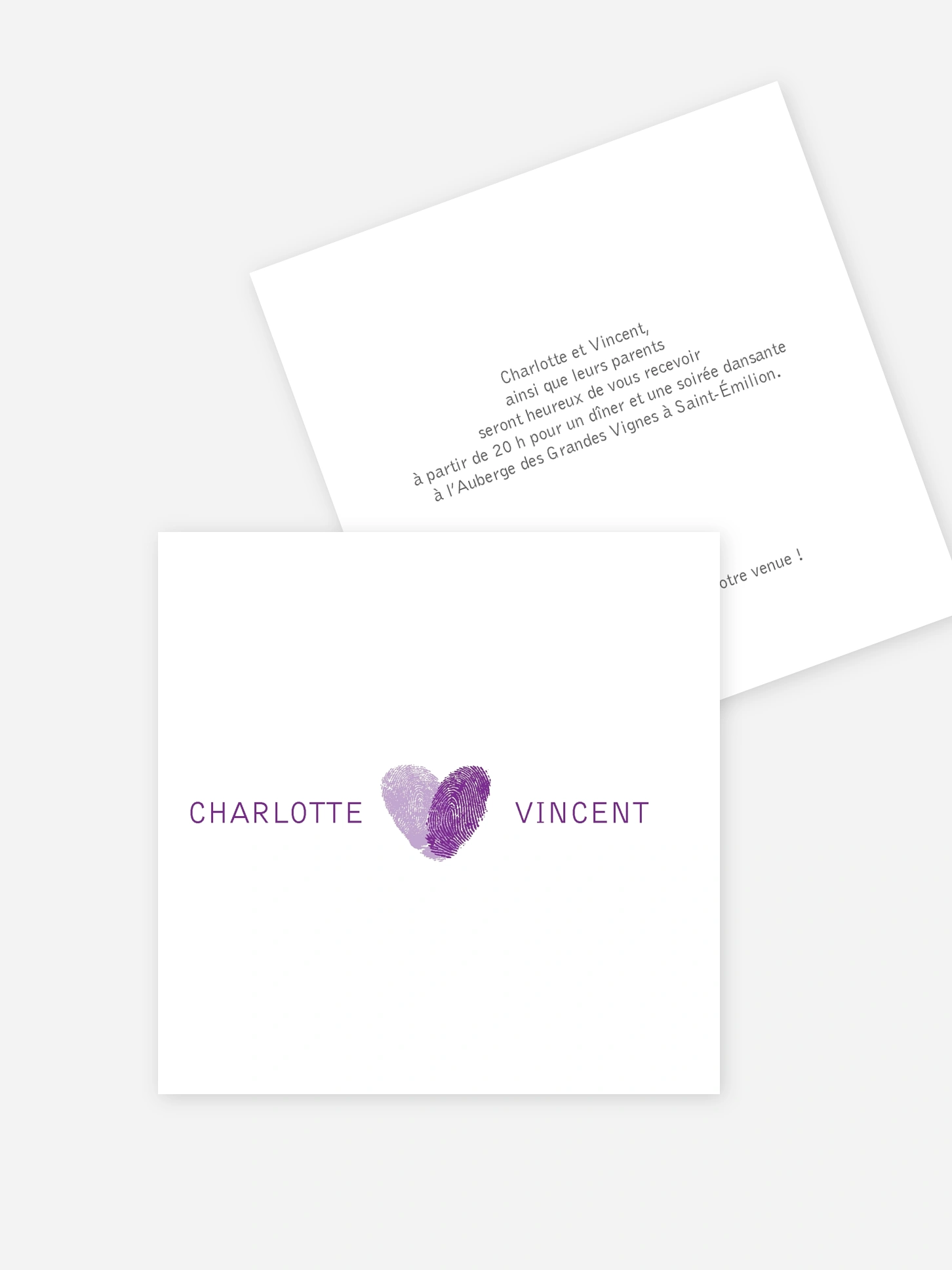 Carton d'invitation Empreinte du coeur