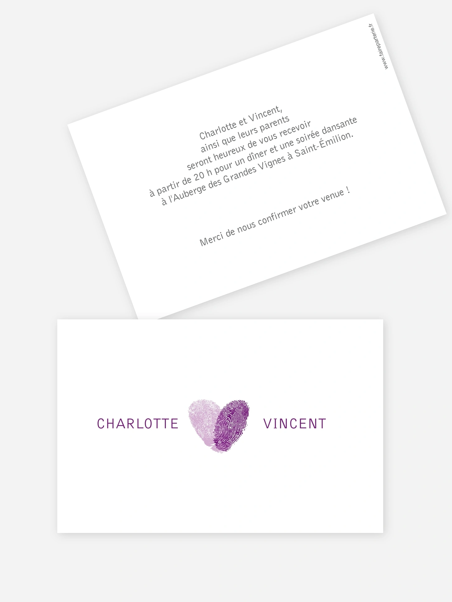 Carton d'invitation Empreinte du coeur