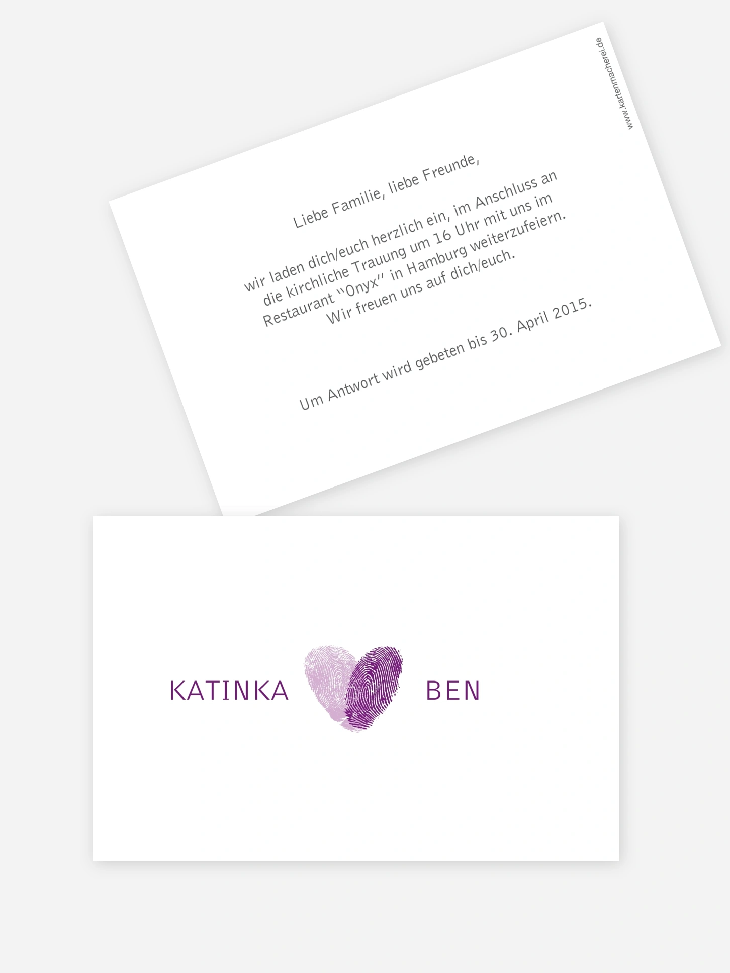 Hochzeit Mini-Einladungskarte Fingerprint
