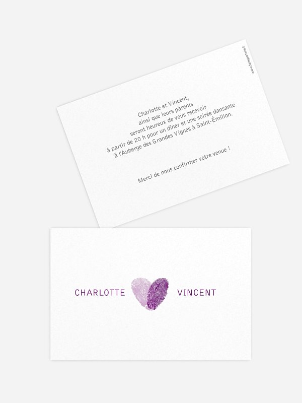 Carton d'invitation Empreinte du coeur