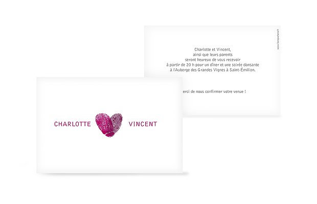 Carton d'invitation Empreinte du coeur