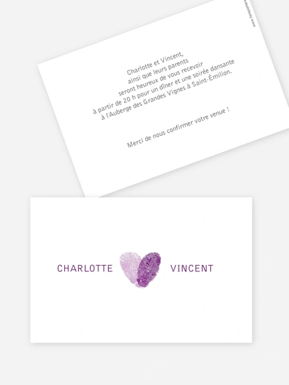 Carton d'invitation Empreinte du coeur