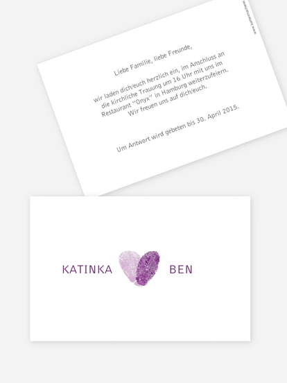 Hochzeit Mini-Einladungskarte Fingerprint