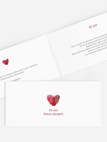 Invitation anniversaire mariage 25 ans Empreinte du coeur