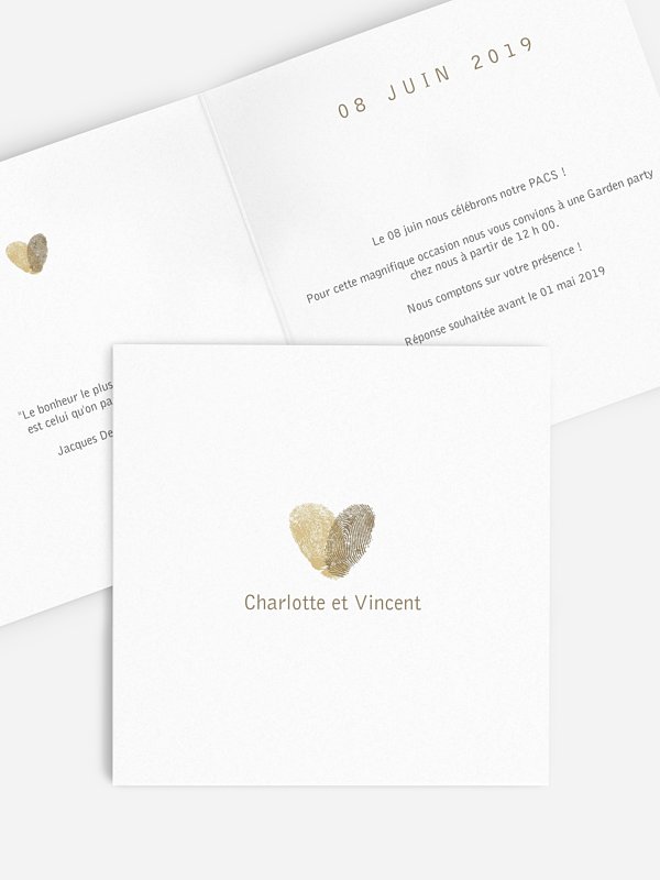 Faire-part PACS Empreinte du coeur