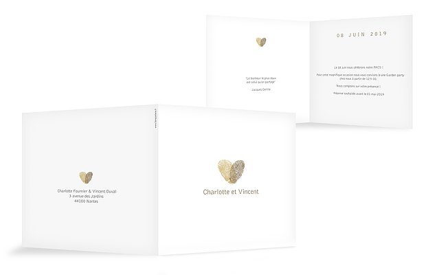 Faire-part PACS Empreinte du coeur