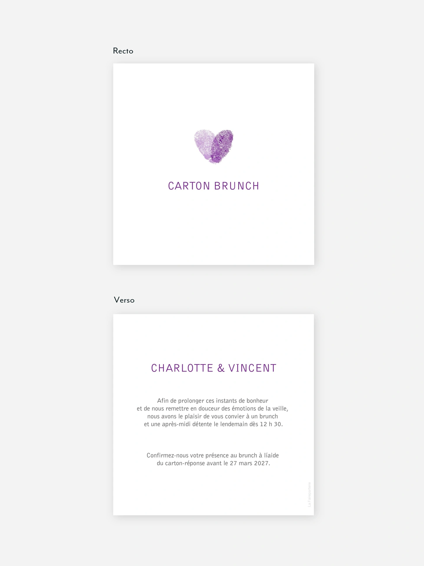Carte brunch Empreinte du coeur