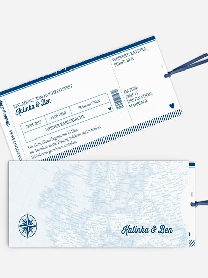Hochzeitseinladung "Unsere Reise beginnt"