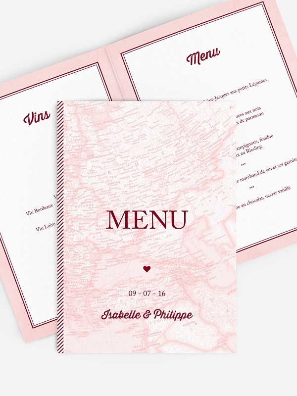 Menu mariage Billet d'avion