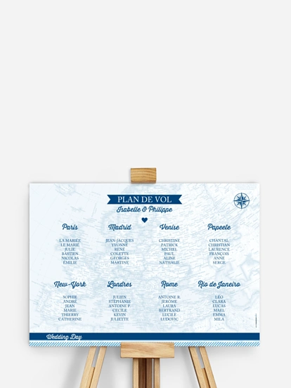 Poster plan de table mariage Billet d'avion