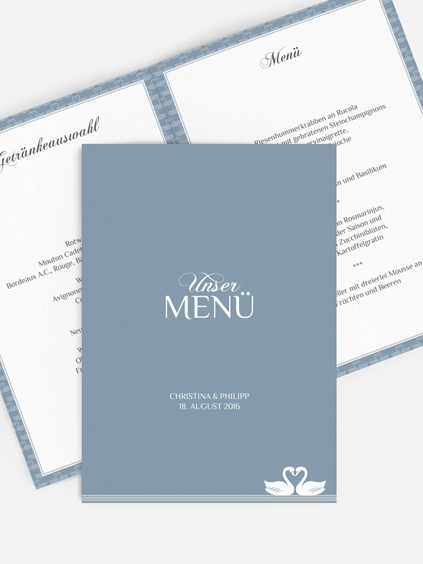 Menükarte Hochzeit Schwäne
