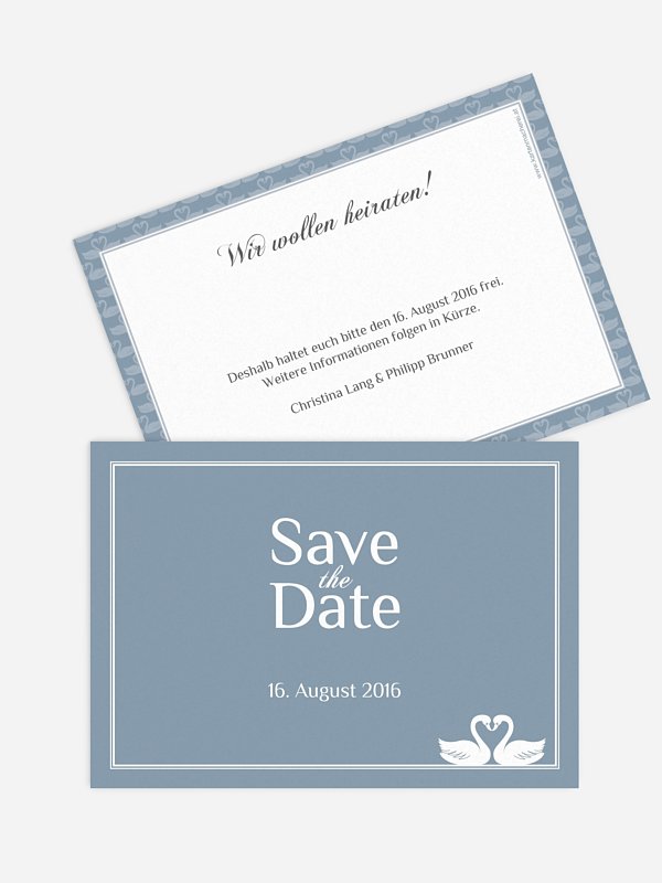 Save-the-Date Karte Schwäne