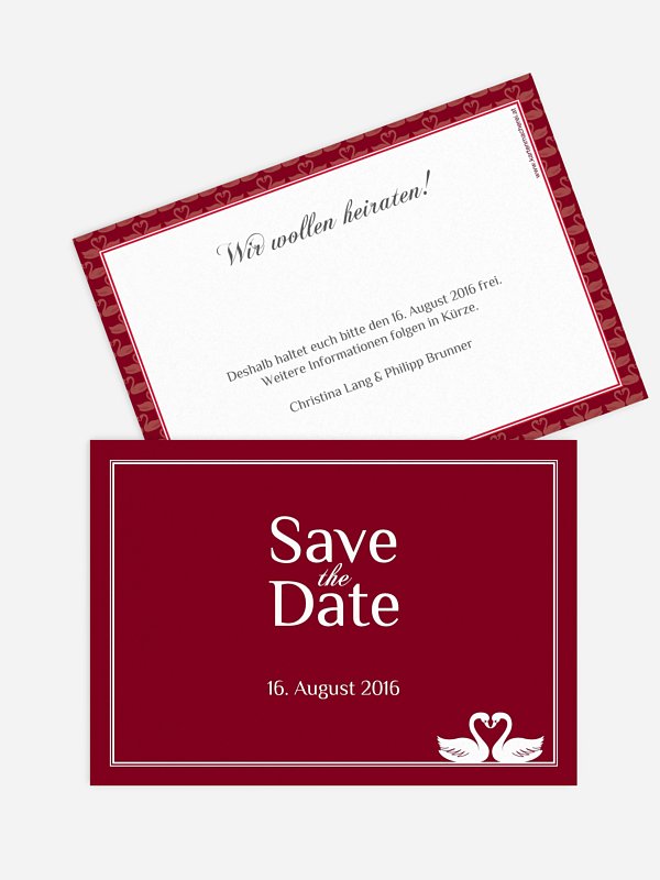 Save-the-Date Karte Schwäne