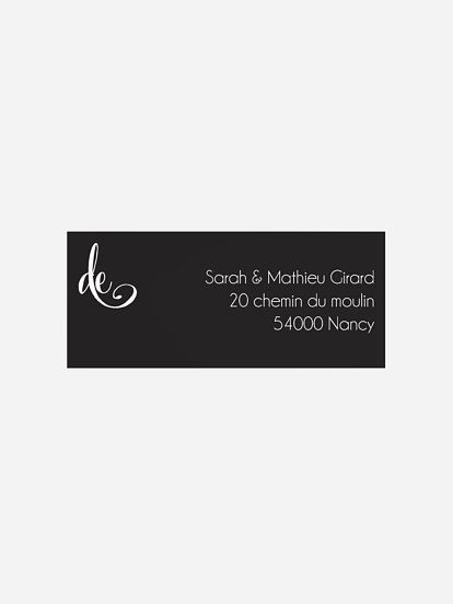 Étiquette expéditeur mariage Typographie