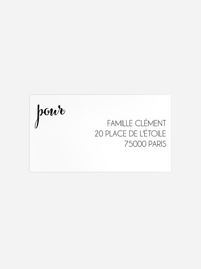 Étiquette destinataire mariage Typographie