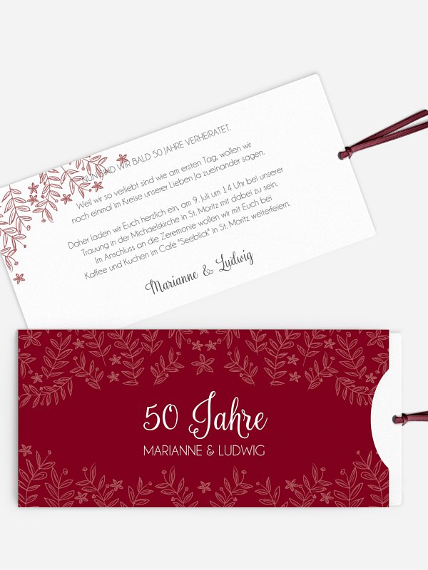 Einladung zur Goldenen Hochzeit Fleur