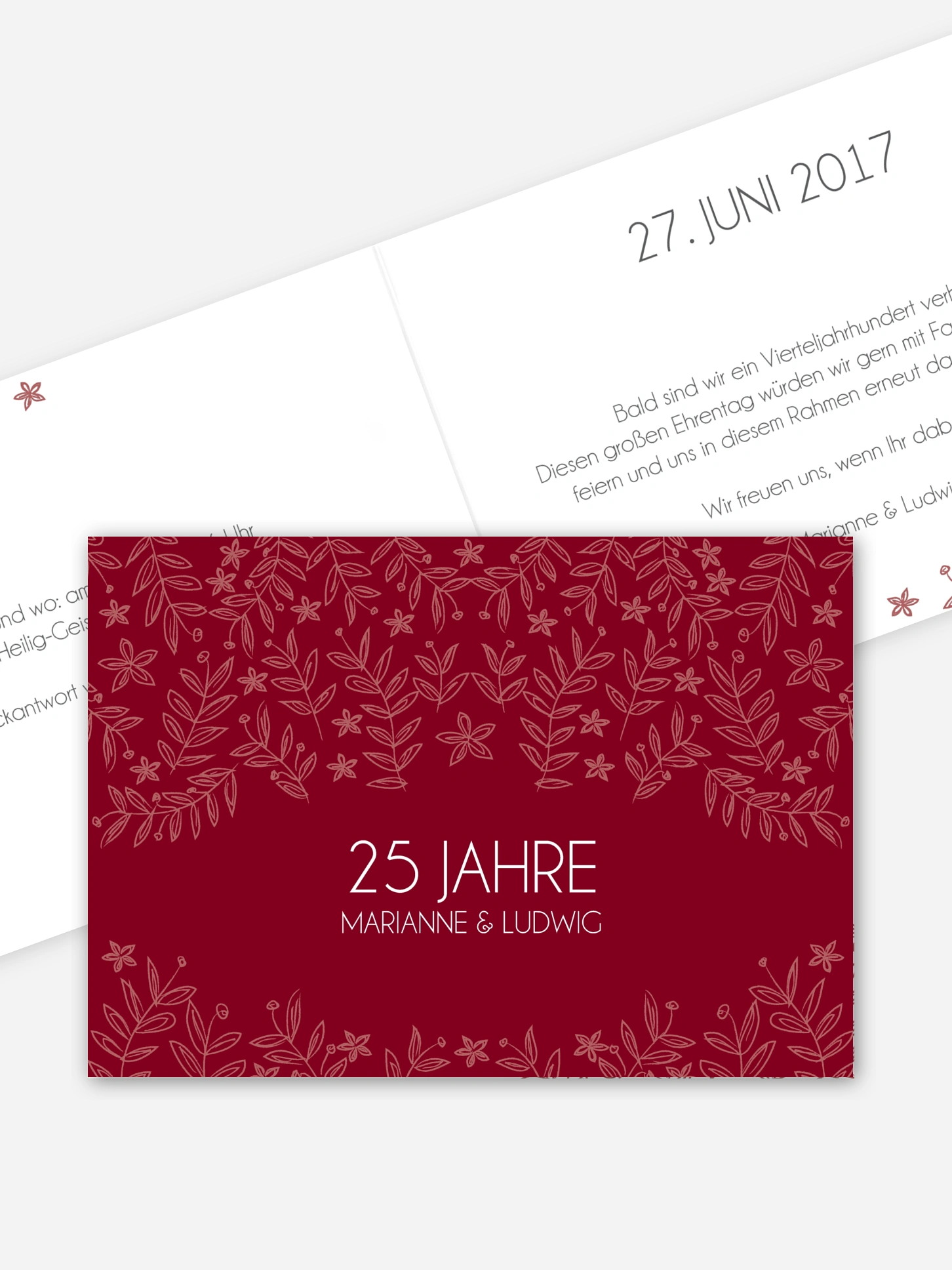 Einladung zur Silberhochzeit Fleur