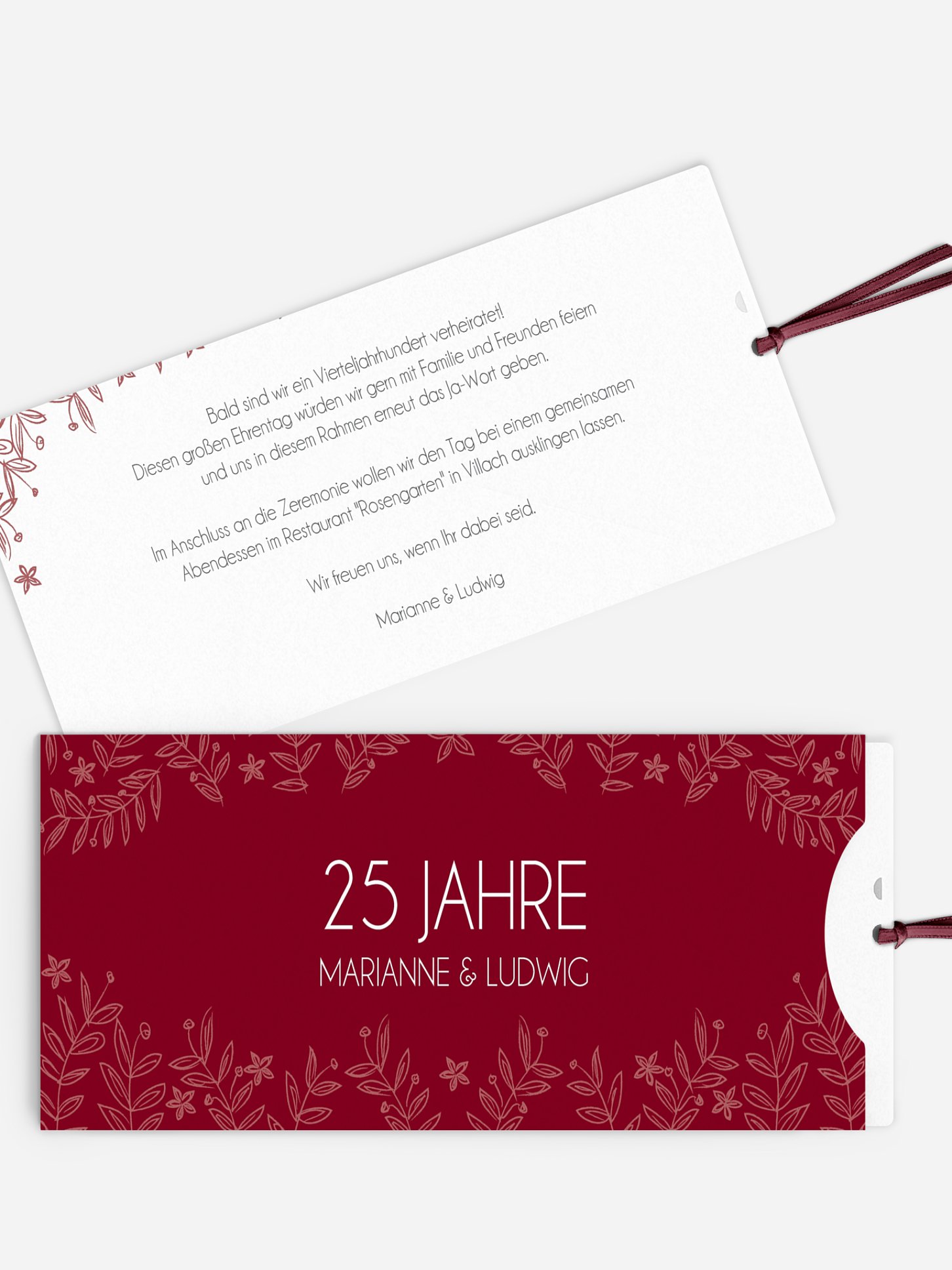 Einladung zur Silberhochzeit Fleur
