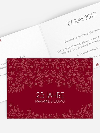 Einladung zur Silberhochzeit Fleur