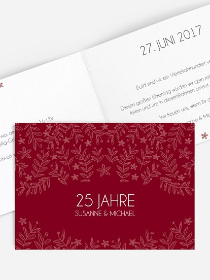 Einladung zur Silberhochzeit Fleur