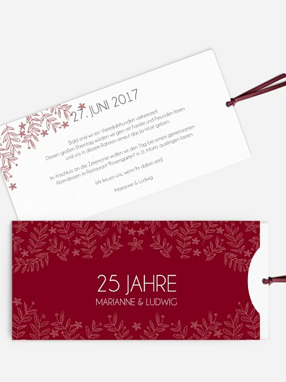 Einladung zur Silberhochzeit Fleur