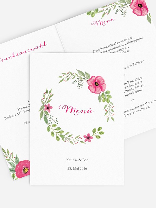 Menükarte Hochzeit Floral