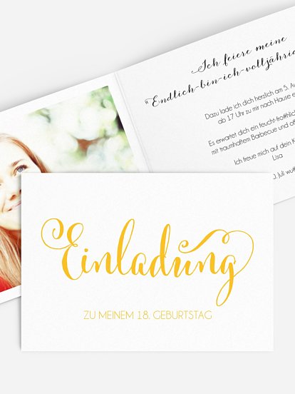 Einladung 18. Geburtstag Schreibschrift