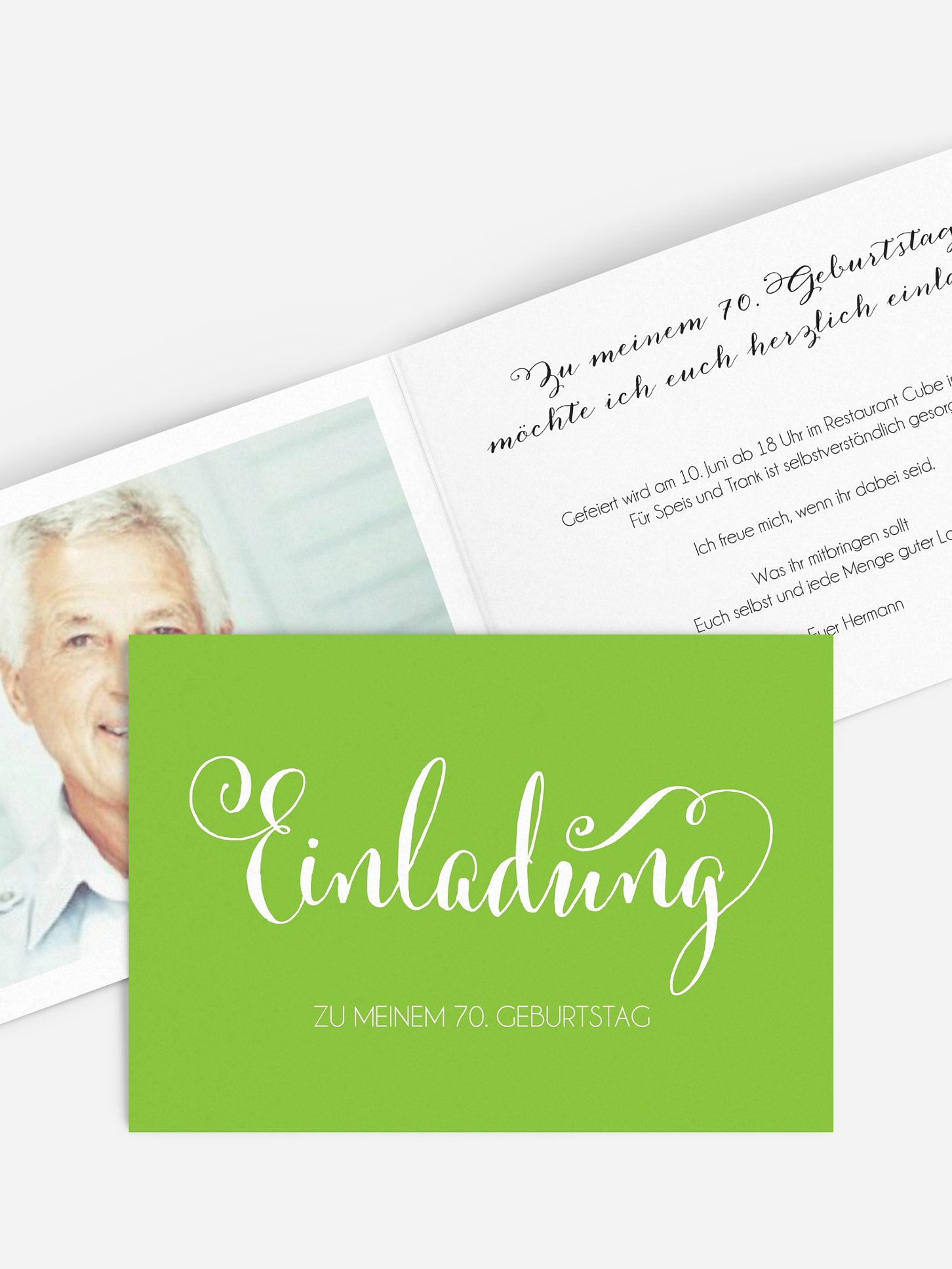 Einladung 70. Geburtstag Schreibschrift