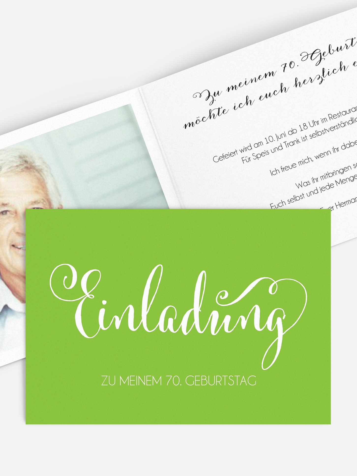 Einladung 70. Geburtstag Schreibschrift