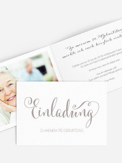 Einladung 70. Geburtstag Schreibschrift