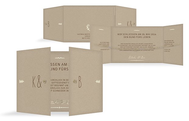 Hochzeitseinladung Rustic Love mit Kordel
