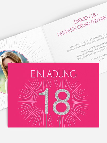 Einladung 18. Geburtstag Wunderkerze